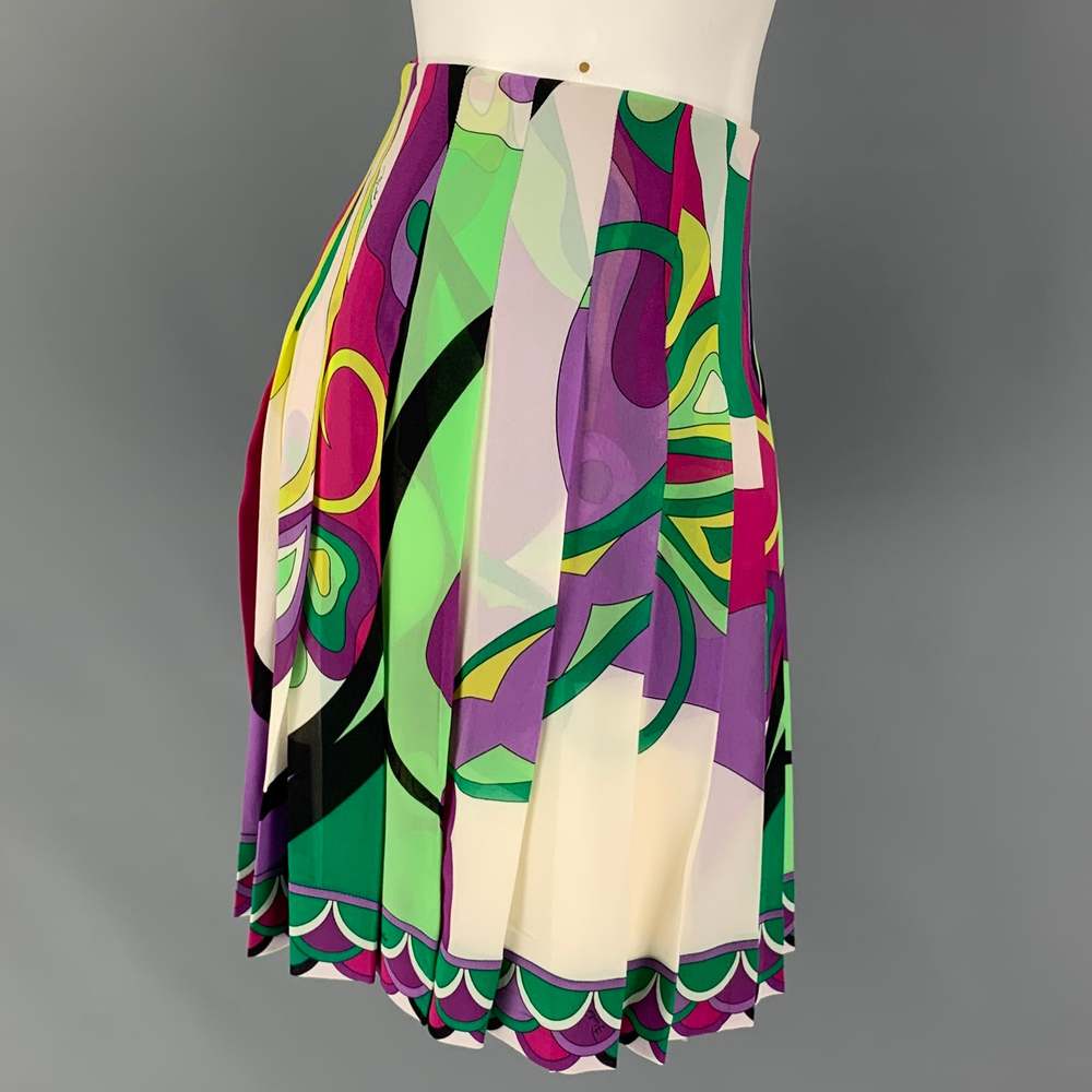 EMILIO PUCCI Multi-Color Silk Pleated Mini Skirt - Picture 2 of 5